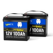 2pcs WattCycle 12V 100Ah Mini Bluetooth LiFePO4 Lithium Battery