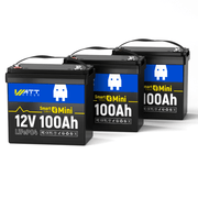 3pcs WattCycle 12V 100Ah Mini Bluetooth LiFePO4 Lithium Battery