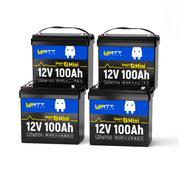 4pcs WattCycle 12V 100Ah Mini Bluetooth LiFePO4 Lithium Battery