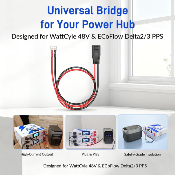 【⚡Pre-Order】WattCycle 48V Expansion Cable for EcoFlow Delta 2/3 Series Battery Connection