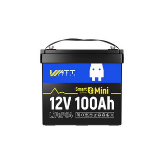 WattCycle 12V 100Ah Mini Bluetooth LiFePO4 Lithium Battery | ECE R10 Certified